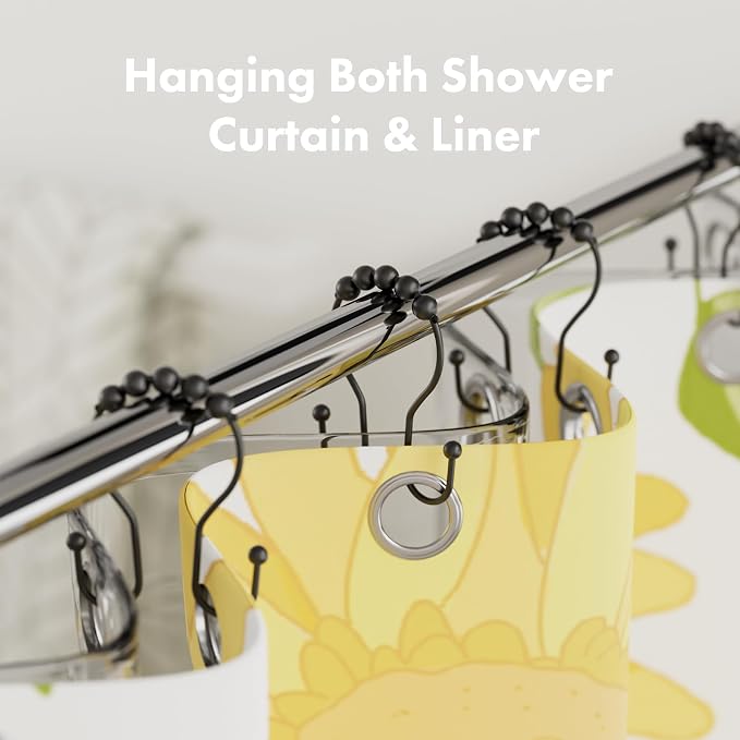AmazerBath Shower Curtain Hooks Black Shower Curtain Rings, Metal Shower - Image 2