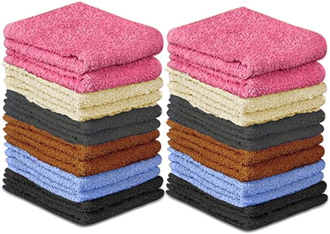 100% Cotton Washcloth Set 24 Packs – Soft, Absorbent Face Towels by QUBA+LINEN