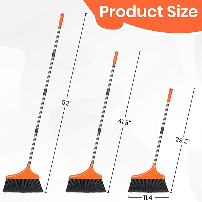 4 Pack Heavy-Duty Angle Broom for Floor Cleaning - Image 3