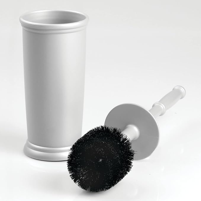 mDesign Compact Freestanding Plastic Toilet Bowl Brush and Holder - Image 7