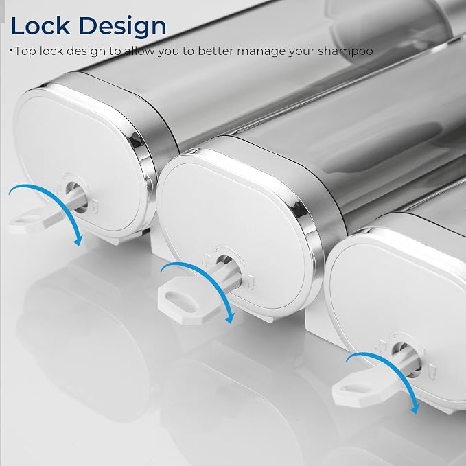 Shampoo and Conditioner Dispenser, Pollock Shower Soap Dispenser 3 Chamber No - Image 8