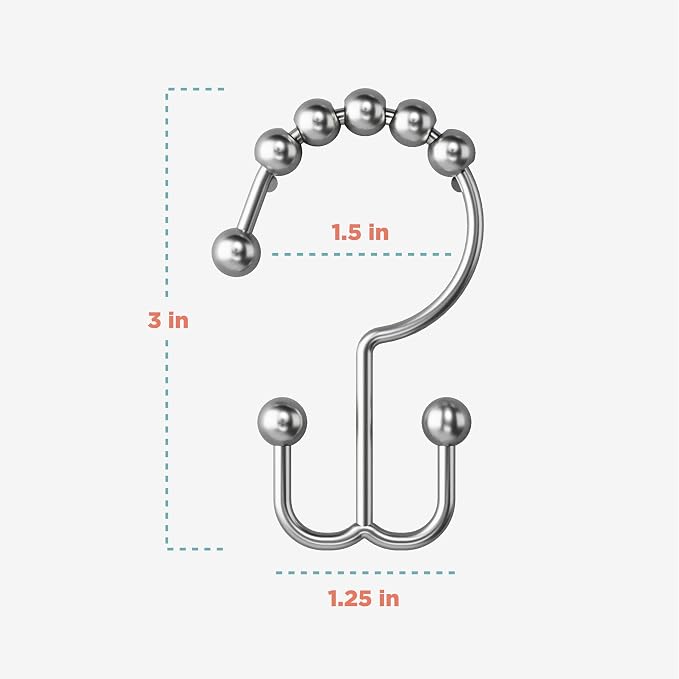 Maytex Shower Curtain Hooks, Shower Curtain Rings, Rust-Resistant Decorative - Image 5