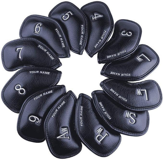 CRAFTSMAN GOLF 12pcs or 1pc Thick Synthetic Leather Golf Iron Head Covers Set by CRAFTSMANGOLF