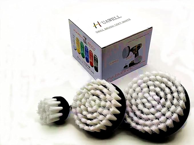 New Quick Change Shaft 3 Pack Soft White Drill Brush Carpet, Upholstery by HUAWELL