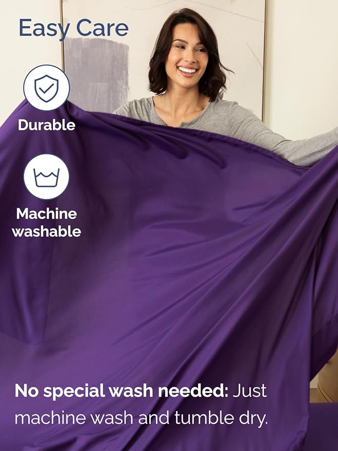 Extra Deep Pocket Queen Sheet Set - 4 Piece Breathable & Cooling Bed Sheets - Hotel Luxury Sheet Set - Ultra Soft, Wrinkle Free & Comfy - Easily Fits Extra Deep Mattresses - Deep Pocket Purple Sheets