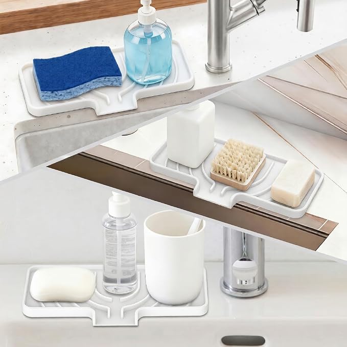 GUUKIN Sponge Holder for Kitchen Sink, 10x5 inch Silicone Dish Drying Mat - Image 6