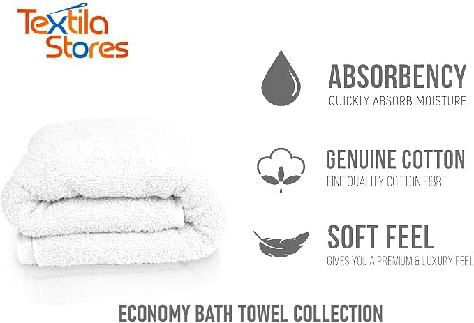 Basic Medium Bath Towels 24x48 Inches – Pack of 6 – White Color – Soft and - Image 3