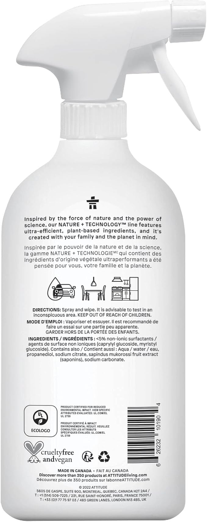 ATTITUDE All Purpose Cleaner Spray, EWG Verified, Made - Image 7