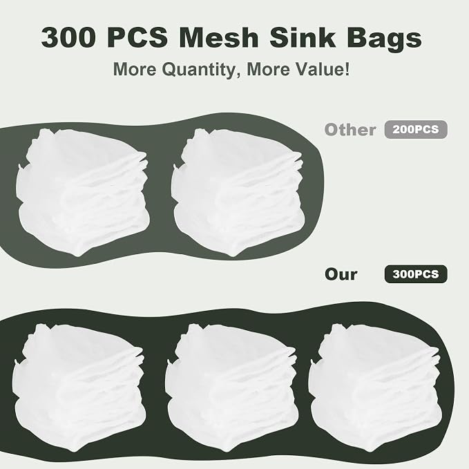 300 PCS Kitchen Sink Strainer Mesh Bag, Small Disposable Mesh Sink Strainer Bags - Image 4