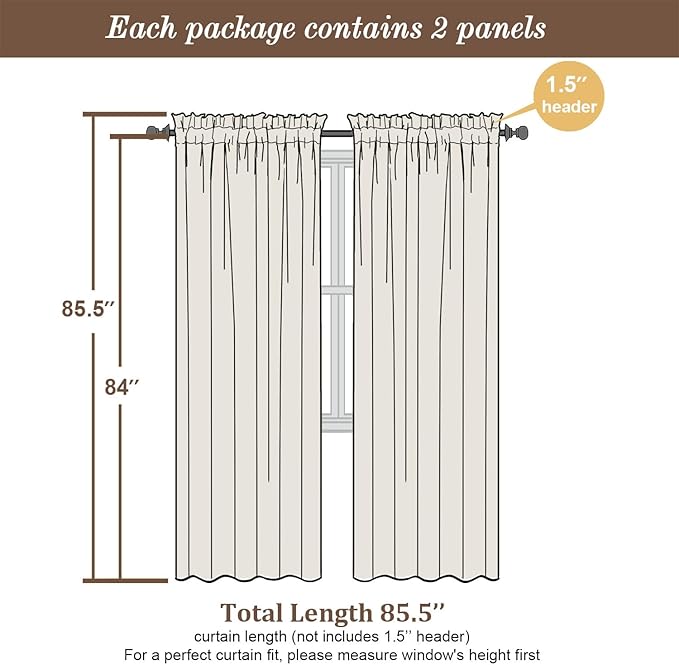 Chyhomenyc Light Green Sheer Curtains 84 Inches Long 2 Panels Set- Light - Image 8
