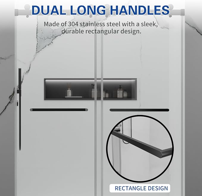 56-60 in. W x 76 in. H Double Sliding Frameless Shower Door, 5/16" Tempered - Image 8
