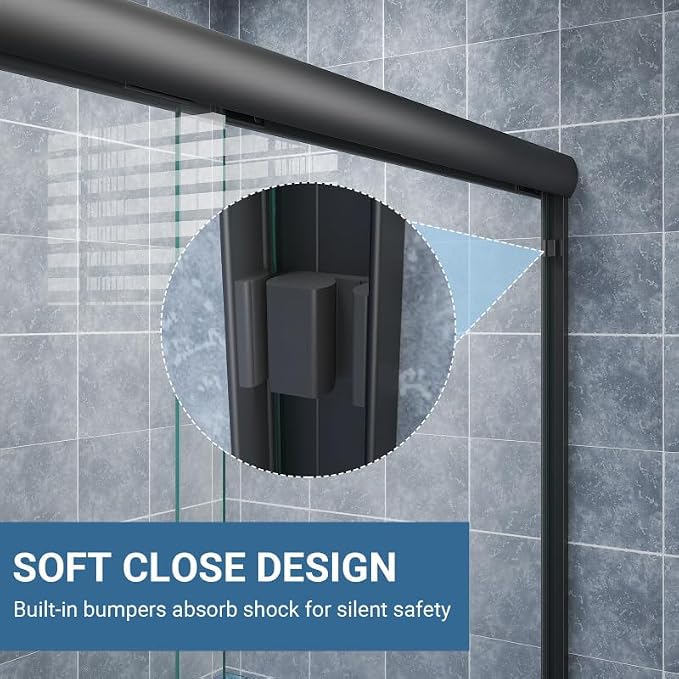 Glass Sliding Shower Door 56-60" W x 72" H, Semi Frameless Double Sliding - Image 6