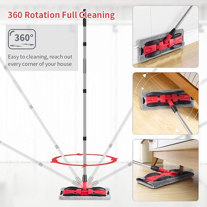 Microfiber Mops for Hardwood Floor Cleaning: MEXERRIS Flat Floor Mop - Image 2