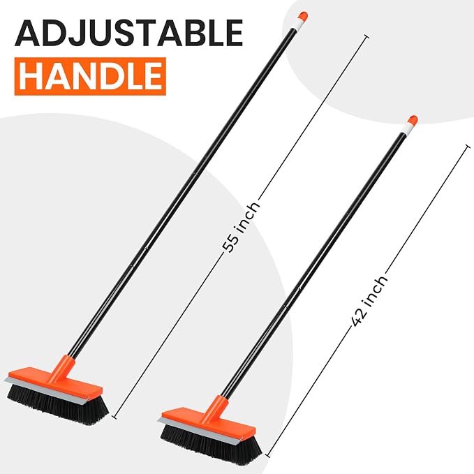 Deck Brush with Long Handle, Stiff Bristle Floor Scrub Broom, Snow on Carpet - Image 2