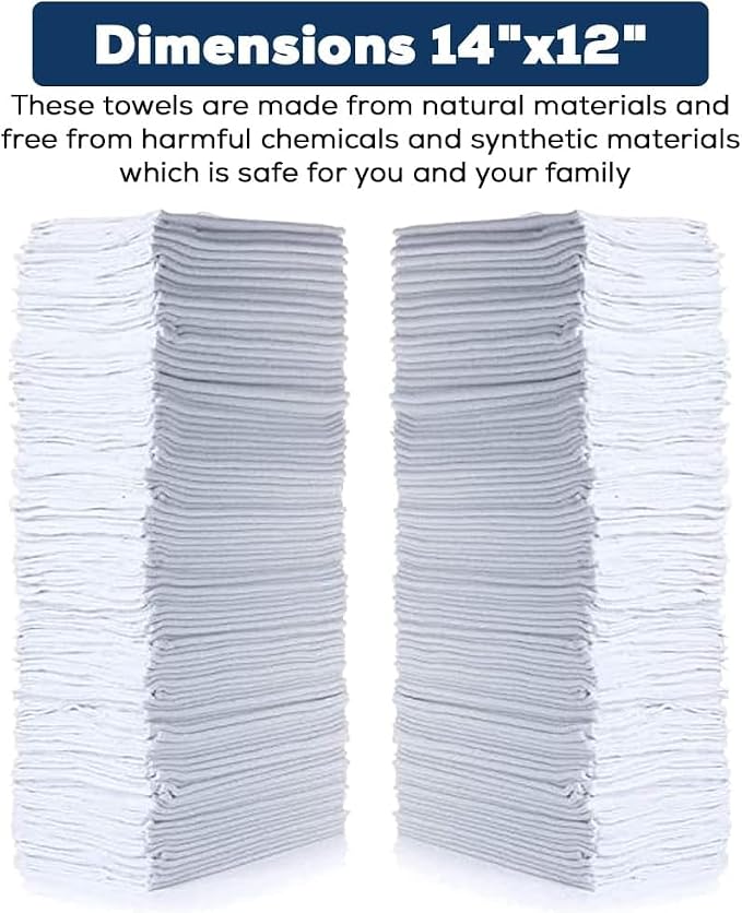 Simpli-Magic Cotton Shop Towels 14"x12" – White Reusable Cleaning Shop Rags - Image 2