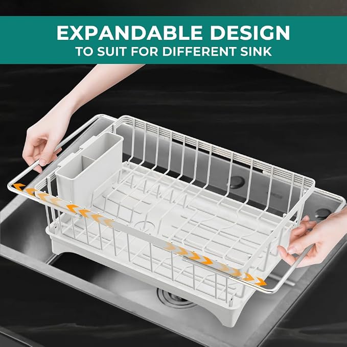 Small Dish Drying Rack in Sink, Expandable Stainless Steel Dish Drainers - Image 5
