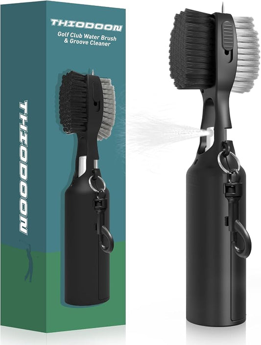 THIODOON 2 Pack Golf Club Brushes and Groove Cleaner 2 ft Retractable Zipline by THIODOON