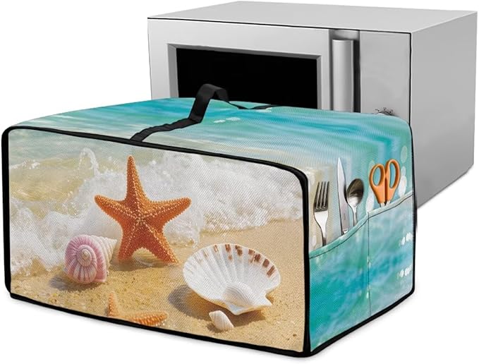 Air Fryer Toaster Oven Dust Cover Countertop Microwave Dust Cover Protector, Compatible with Convection Oven, S, 14.5 x 18.5 x 9 Inches, Beach Starfish Sea Shell