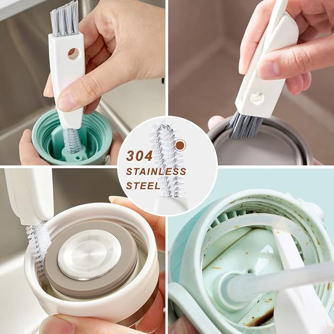 Bottle Cleaning Brush Set, Long Handle Silicone Cleaner Brushes + Thermos Lid - Image 4