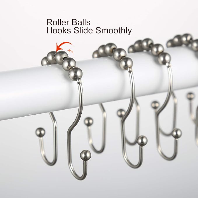 Goowin Shower Curtain Hooks, Stainless Steel Shower Curtain Hangers, Double - Image 5