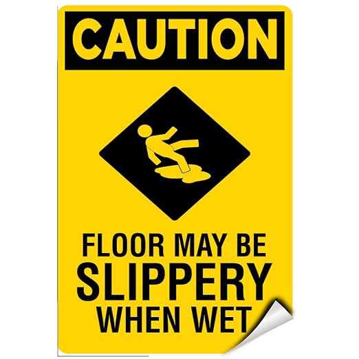 Caution Floor May Be Slippery When Wet Hazard Sign LABEL DECAL STICKER 9 inches by Unknown