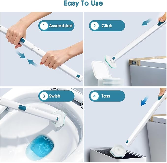 Disposable Toilet Brush with 48 PCS Refills, Disposables Toilets Cleaning - Image 8