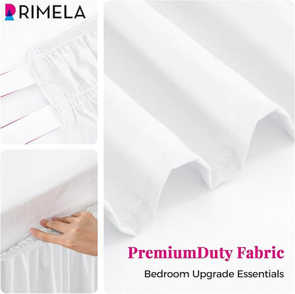 RIMELA Bed Skirt Queen Size Moon White 15 Inch Drop, Wrap Around Elastic Bedskirt, Dust Ruffle for Adjustable Bed Base Soft Durable Fabric Machine Washable Easy to Install Bed Skirts