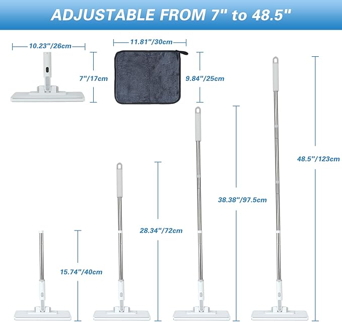 Disposable Dust Mop with 3 Shiny Cleaning Wipe Cloths, 360°Spin No Wash Mop - Image 5