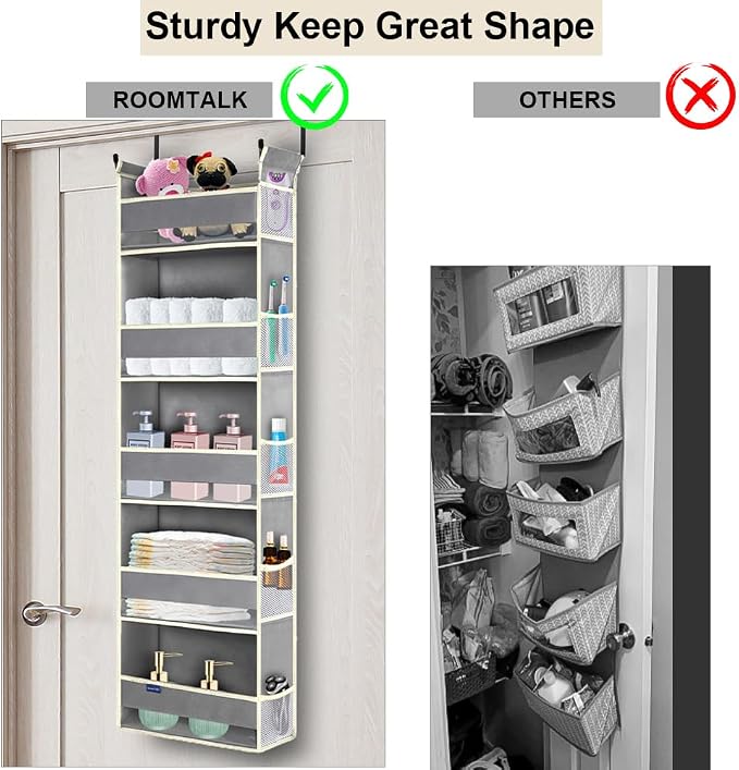 2 Pack Over The Door Hanging Organizer 5-Shelves and 10 Side Pockets, Over The - Image 3