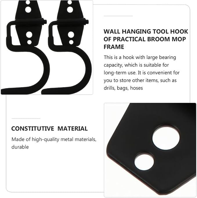 2 Pack Broom Holder Wall Mount Heavy Duty Mop Hanger - Image 3