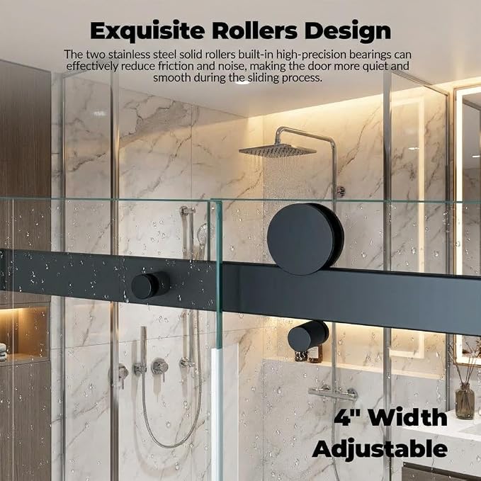 Frameless Sliding Shower Door, 56-60 Inches Wide x 76 Inches High, 1/4 Inch - Image 5