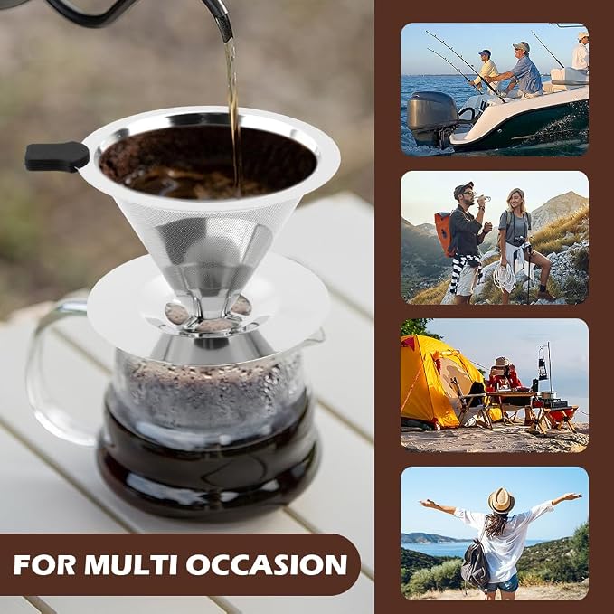 Pour Over Coffee Dripper, Upgraded Double Micro Mesh Filter - Image 6