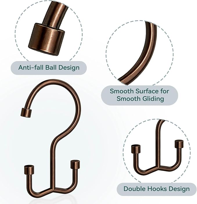 Goowin Shower Curtain Hooks, Shower Curtain Rings, Durable Rust Proof Shower - Image 4