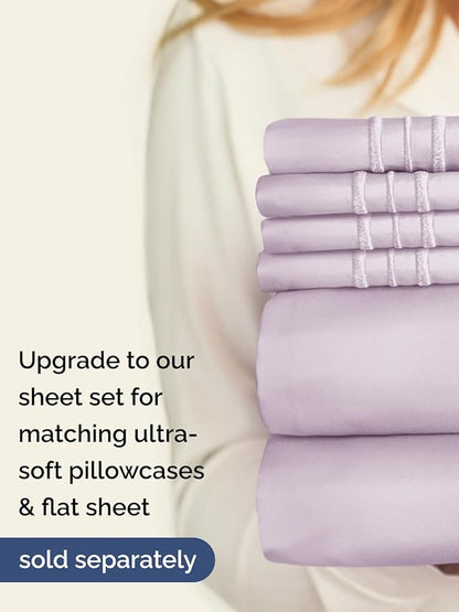 Extra Deep Full Fitted Sheet - Hotel Luxury Single Fitted Sheet Only - Easily Fits 18 inch to 24 inch Mattress - Ultra Soft, Wrinkle Free with Extra Deep Pockets - Breathable & Comfy - Light Lavender
