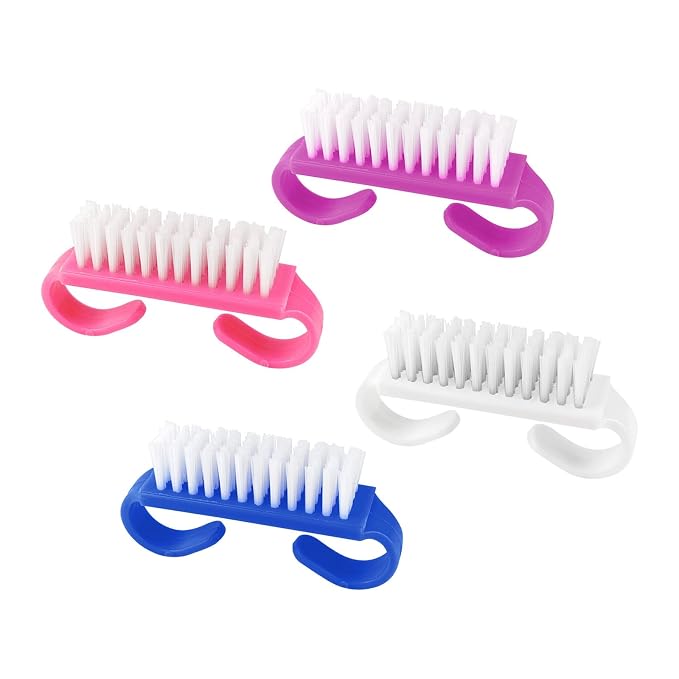 Handle Grip Nail Brushes, 4 Pack Travel Size Nail Brush by HANWER