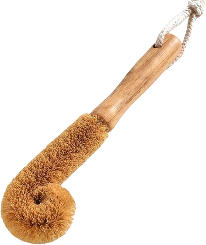 1Pcs Long Handle Scrubber with Bamboo Handle and Coconut Fibers Bristles by Unknown