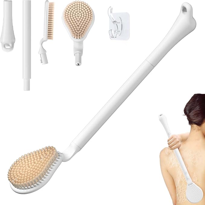 Back Scrubber for Shower, 19’’ Detachable Long Handle Shower Body Scrubber for by GEENOA