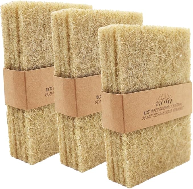 Natural Scouring Pads 15 Pack- Non-Scratch Sisal Cleaning Scrub Pads by HIFINECARE