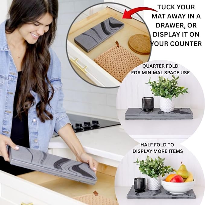 Large Stone Dish Drying Mat for Kitchen Counter | 23.5” L x 15.3” W - Image 3