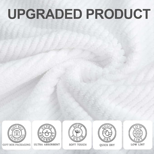 VOOVA & MOVAS White Towels for Bathroom, 100% Cotton | Quick Dry | Soft | Thick - Image 2