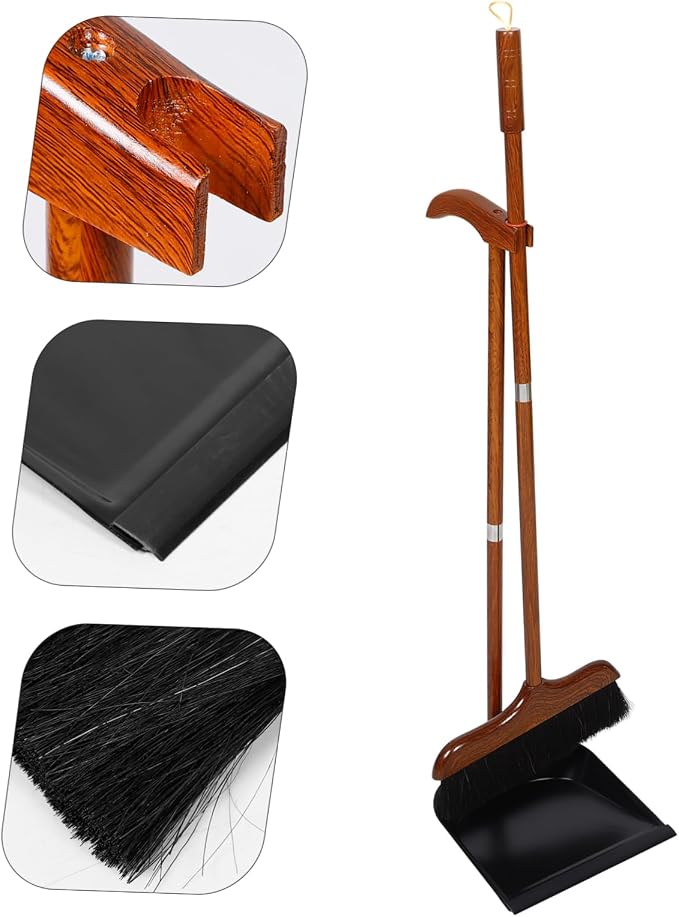 Redwood Horsehair Broom with Long Handle and Dustpan Set Cleaning - Image 9