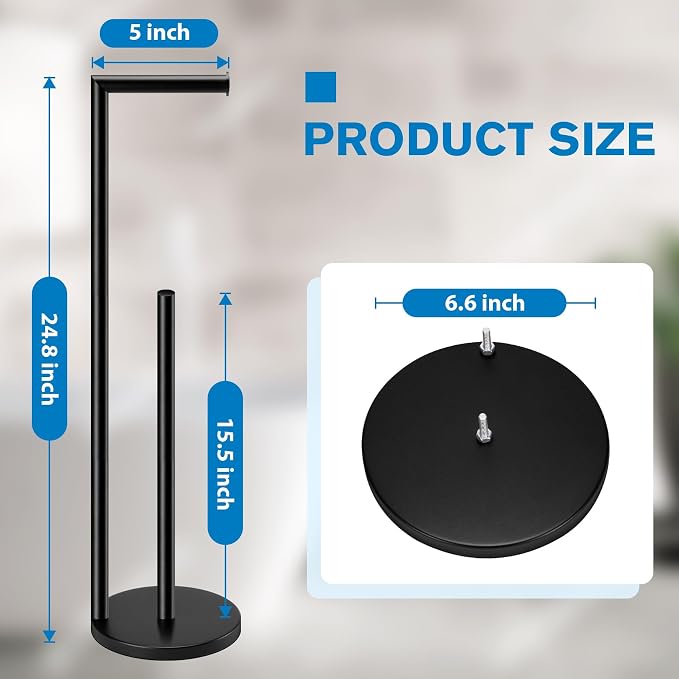 Toilet Paper Holder Stand, Toilet Paper Stand Black, Free Standing Toilet Paper - Image 2