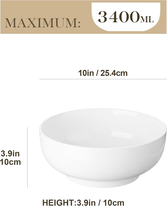 MALACASA Serving Bowls, 114 OZ Extra Large Salad Bowls Set of 2, Porcelain - Image 2