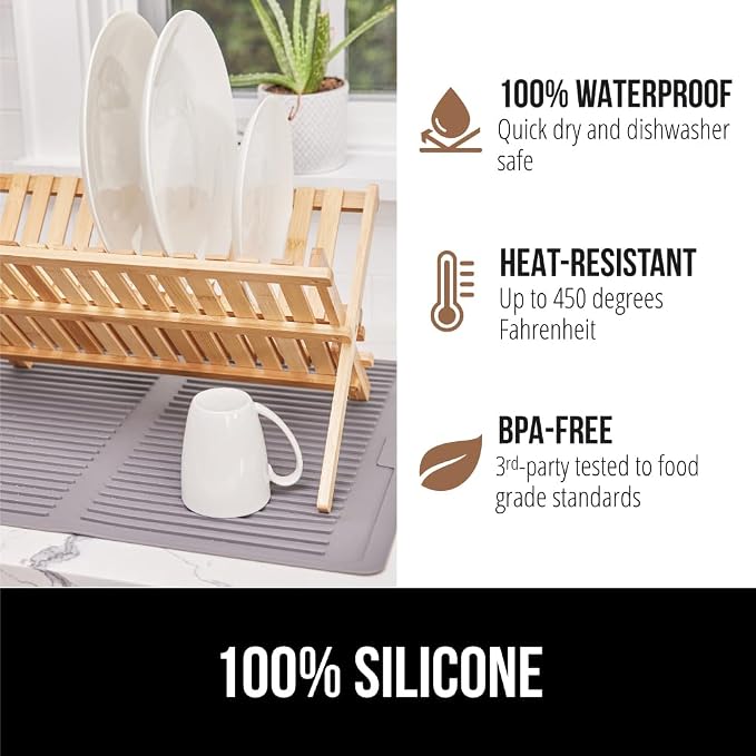 GORILLA GRIP 100% BPA-Free Patented Silicone Dish Drying Mat - Image 4