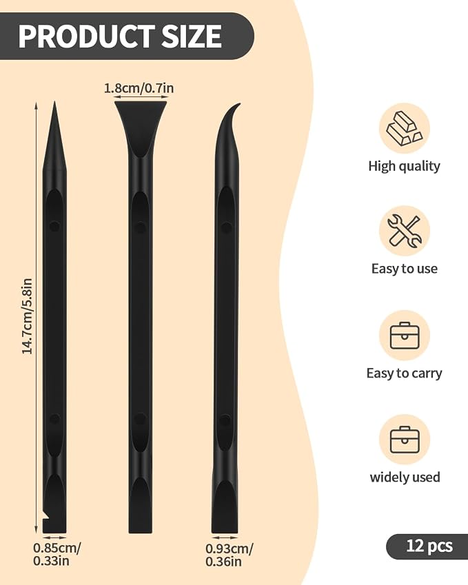 12 PCS Carbon Fiber Plastic Scrapers Tool, Non-Scratch Scraper Tool - Image 2
