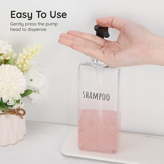Segbeauty 3pcs Clear Soap Dispenser, 16.9oz Refillable Shampoo Conditioner - Image 4