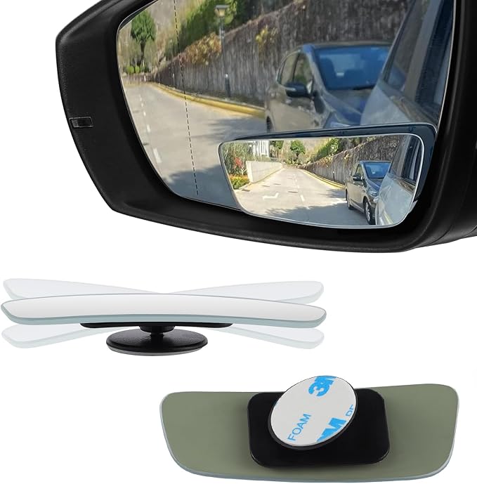 LivTee Blind Spot Mirror, Rectangular Shaped HD Glass Frameless Convex Rear by LivTee