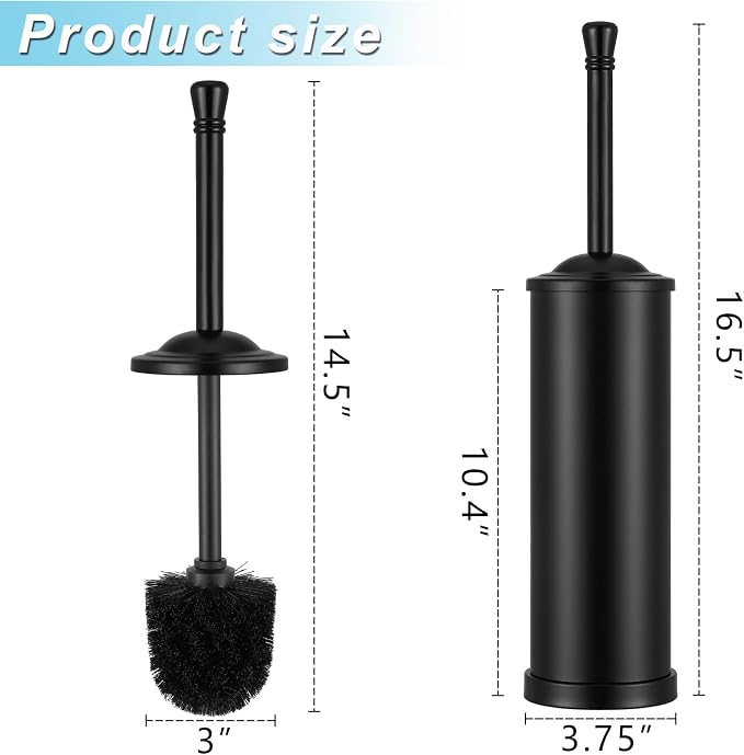 Black Toilet Brush and Holder Set, 304 Stainless Steel Toilet Bowl Brush and - Image 3