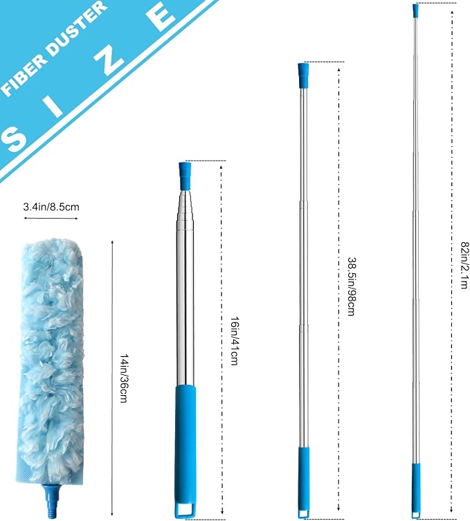 100 Inch Extended Handle Duster Heavy Duty Dusting 360° Duster Refills Kit - Image 2