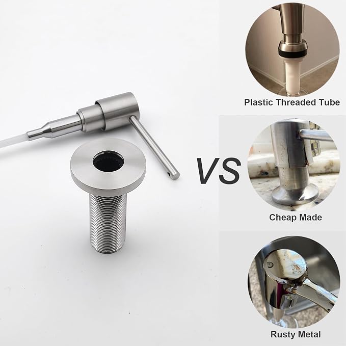 All Brass Soap Dispenser for Kitchen Sink Countertop Sink Soap Dispenser 17 OZ - Image 2